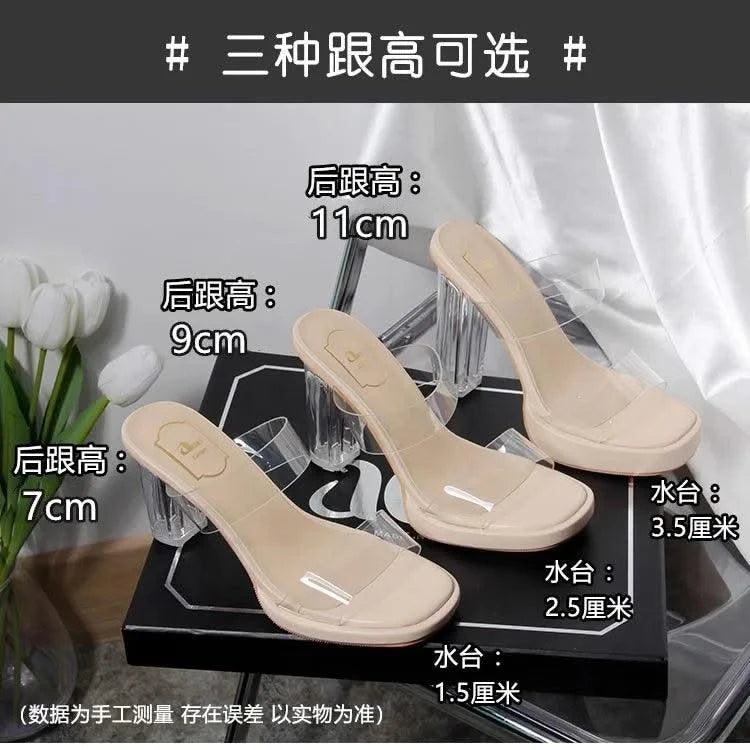 Women's Thick Crystal High Heels, Summer | Waterproof | Not Tired Feet | Slippers, Sandals, Women's Shoes