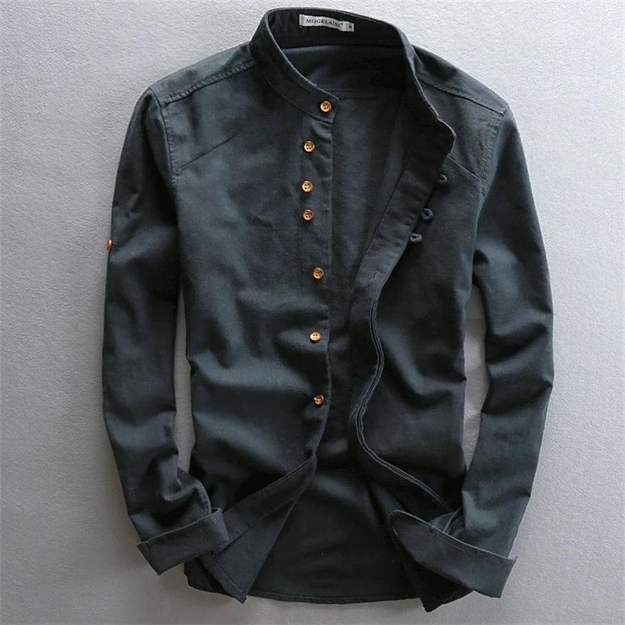 Plus Size 6XL 7XL Men's Casual Cotton Linen Shirt Formal Retro Long Sleeve Soft Loose Shirts Male Oversized Clothing Shirts Tops