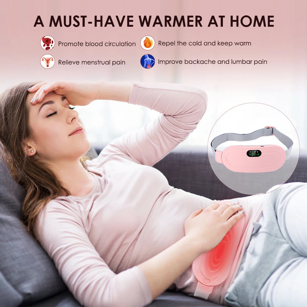 Electric Waist Massager Women Vibrator Menstrual Cramp Period Pain Relief Warmer Blood Circulation Abdominal Massage Belt