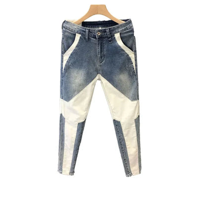 Men Clothing Jeans Men 2024 New Spring Summer Handsome Personality Splicing Pants Slim Korean Pants Streetwear Pantalones Hombre