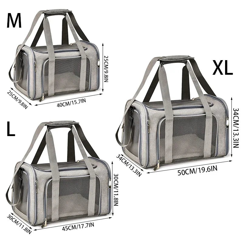Portable Dog Cat Carrier Bag Soft Side Backpack Pet Carriers Dog Travel Bags Airline Approved Transport  Outgoing Pets Handbag