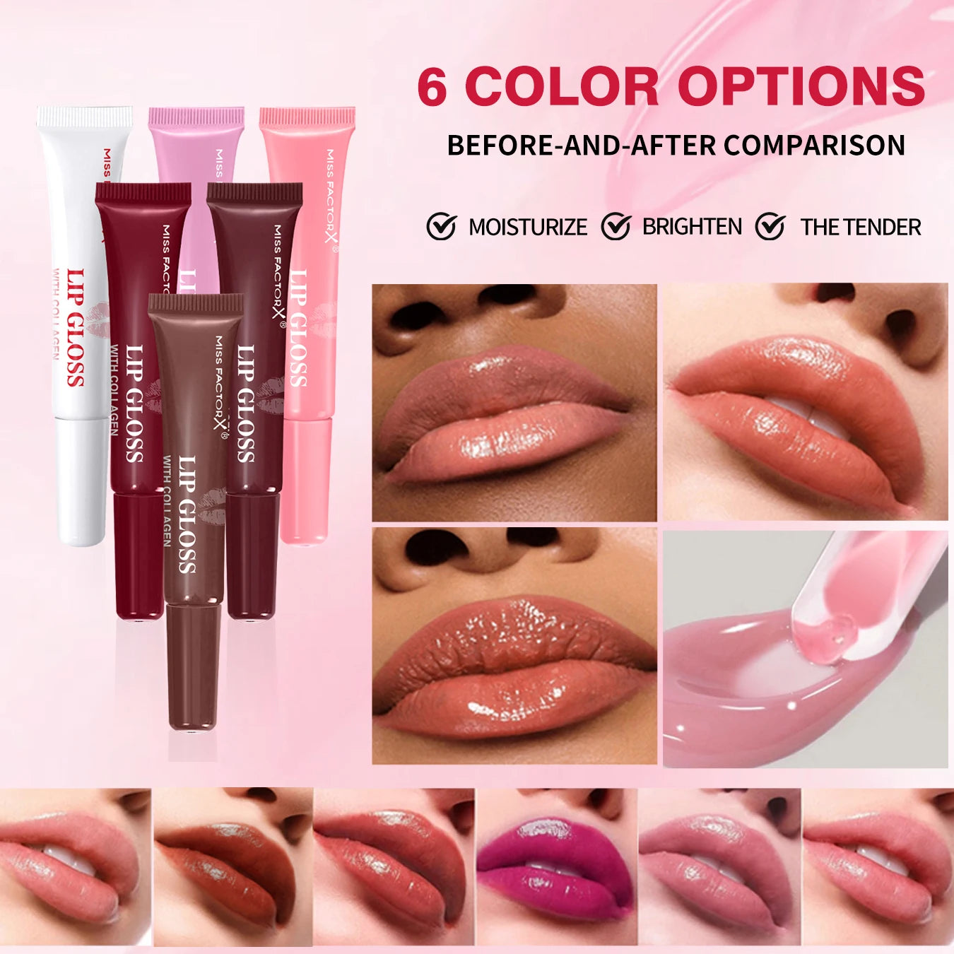 Premium gift set 24PCS/box Lip gloss set Long-lasting moisturizing Lip color modification Perfect gift for women Valentine’s Day