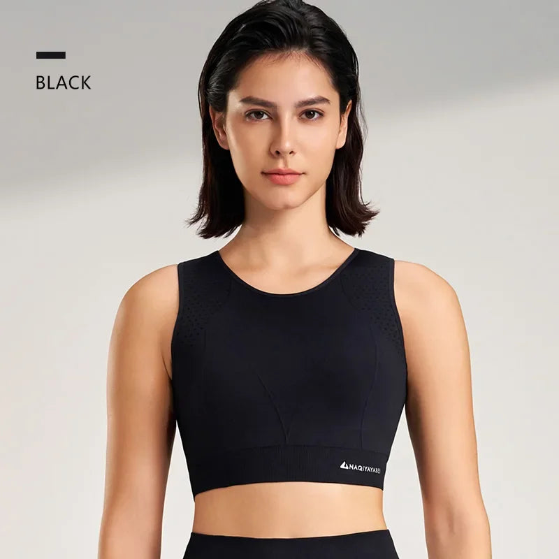 Sports underwear women anti-shock anti-sagging sports undershirt with bra pads fitness clothing high strength yoga bra