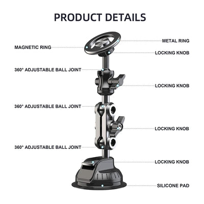 Magsafe Car Phone Mount Video Recording Universal Magic Arm Suction Magnetic Car Phone Holder Mount s Vlog ShootingColor
