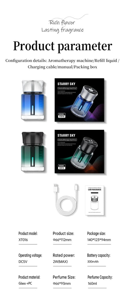 Smart car fragrance diffuser; car fragrance; automatic car fragrance diffuser; starry ceiling environment. USB car fragrance dif