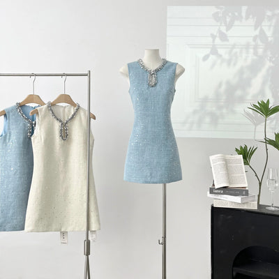 High Quality Luxury Small Fragrance Tweed Dresses For Women 2025 Sweet Short Summer Dress Party Vestidos Robes Roupas Feminina