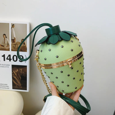 Designer Bolsos women  Shoulder Strawberry shaped rivet  Little Hand Bags Sac Handbags For Girls Ladies Purses And Crossbody