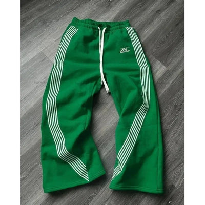 Y2K Cargo Pants Harajuku Double Stripes Zipper Embroidered Waist Retro Streetwear High waisted Wide Leg Pants Men Women Trousers