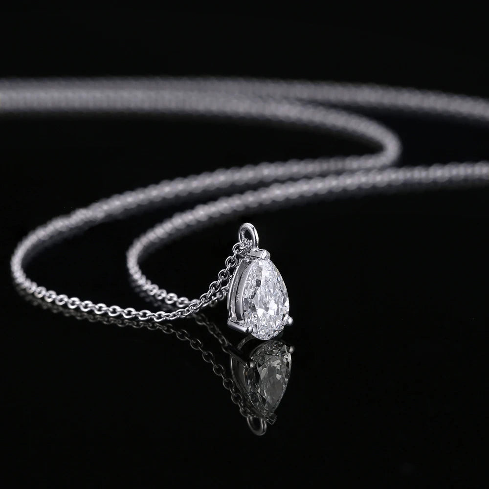 1CT 2CT Solitaire Pear Cut Moissanite Diamond Pendant Necklace for Women 100% 925 Sterling Silver Droplet Necklaces Jewelry GRA