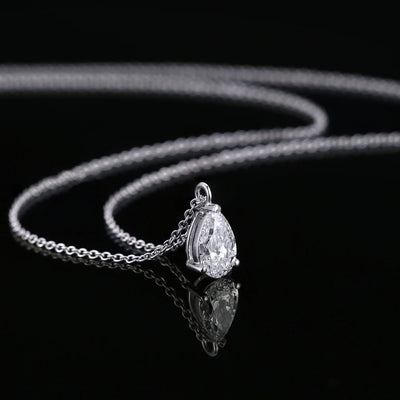 1CT 2CT Solitaire Pear Cut Moissanite Diamond Pendant Necklace for Women 100% 925 Sterling Silver Droplet Necklaces Jewelry GRA