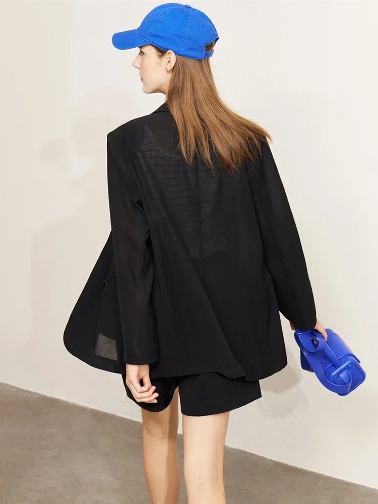 AMII Minimalism Women's blazer Fashion 2024 Summer Blazers Office Lady Two-piece Set Chic Female shorts Separately Sale 72311003