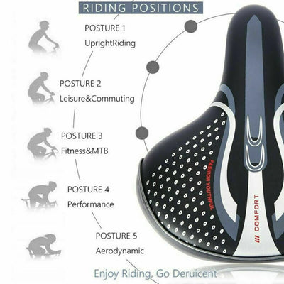 Extra Wide Bicycle Bike Seat Saddles Cushion Shock Absorbing Road Soft Cycling Cushion Pad PU Leather Road Bike Painless Seat