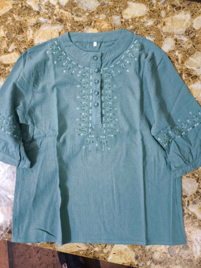 3/4 Sleeve Cotton Linen Shirts For Women 2025 Summer Boho Retro Embroidered Tops Dressy Casual Trendy Vacation Blouse Y2K Tops