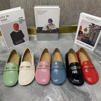 Fashion Women Shoes Luxury Brand Designer Shoes Plus Size Flats Shoes Casual Female Mullers Patent Leather Loafers Slip On Shoes
