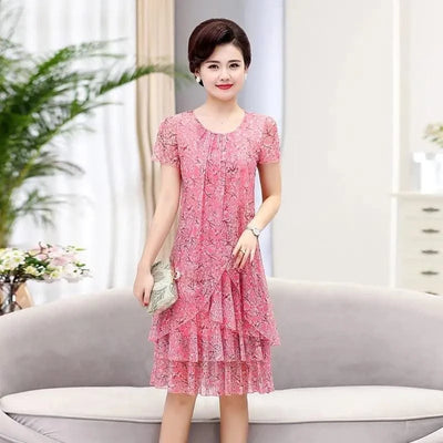 Summer  Dress NEW Casual Short Sleeve O-Neck Floral Print