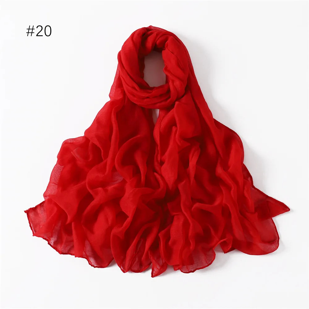 New Cotton Linen Scarf For Women Girls Students Autumn Classic Solid Color Scarves Retro Soft Foulard Viscose Female Wrap Shawls