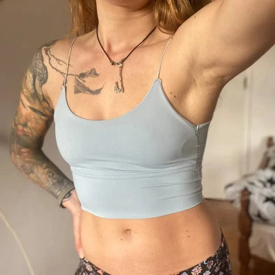 Women Crop Tops Ice Silk Summer Bra Sports Spaghetti Strap Top