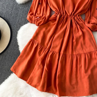 Boho Dress for Women Embroidery Floral Print V-neck Elastic Waist Lace-up Dresses with Belt Summer Vestidos Folds Dropshipping