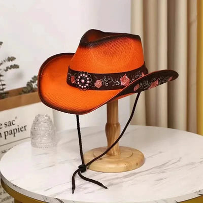 New Lake Blue Western Cowboy Straw Hat 2024 Spring and Summer New Outdoor Sun Hat Men's and Women's Cowboy Hat gorras
