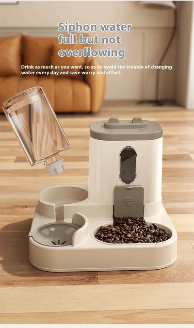 Dog Auto Feeder and Water Dispenser Gravity Food Feeder and Waterer Set with Pet Food Bowl Universal Pet Products