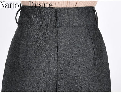 2023 Winter Warm Wool Women's Pants Female High Waist Pleated Wide Leg  Capris for Women Trousers Woman  4xl