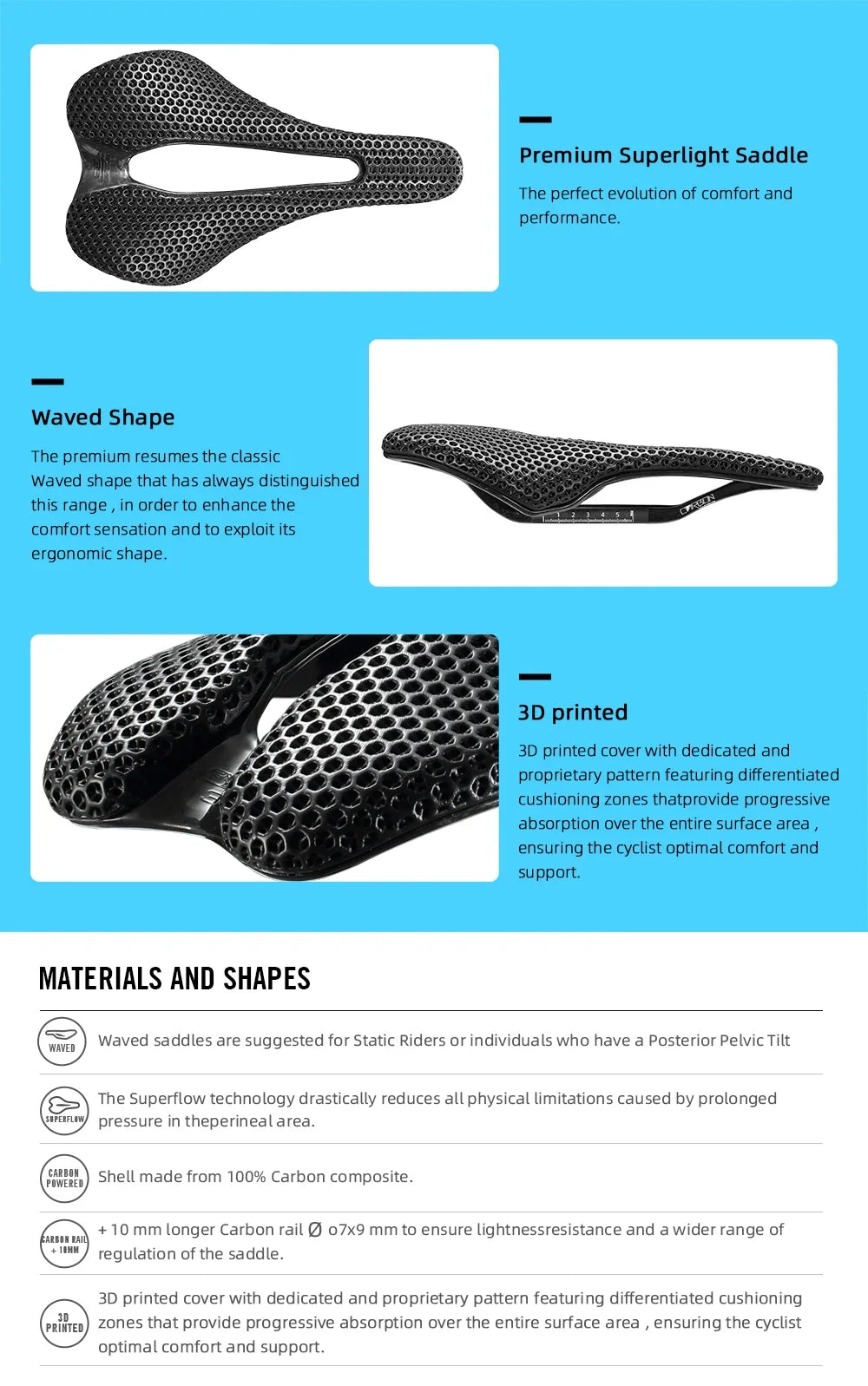 Racing Saddles Bicycle Seat RYET Ultralight 3D Printed Bike Saddle Carbon Saddle Mountain Road MTB Cushion Cycling Seating Parts
