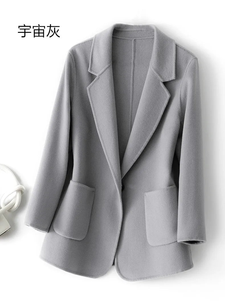 2023 New Women's Coat Pure Wool Plaids and Tweedst Fashion Camel Women's Coat Elegant Trench Coat