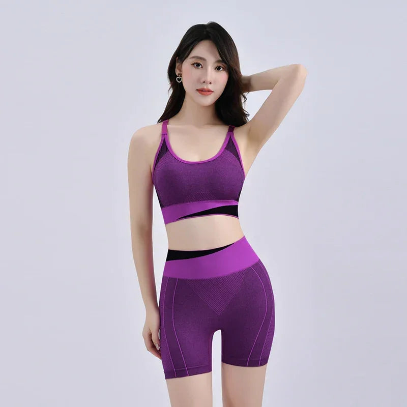 Women Breathable Sports Bra Absorb Sweat Shockproof Padded Gym Running Fitness Double Layer Seamless Yoga Sports Bra Underwear