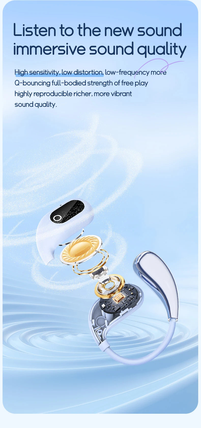 Wireless Earbuds, New 50H Bluetooth 5.4 Headphones Sport, HiFi Stereo Sound Wireless Earphones with Earhooks, IP7 Waterproof Ear