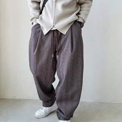 Autumn Winter Streetwear Thin Loose Fit Wide Leg Pants for Men Straight-Leg Casual Pants Youth Trendy Long Trousers