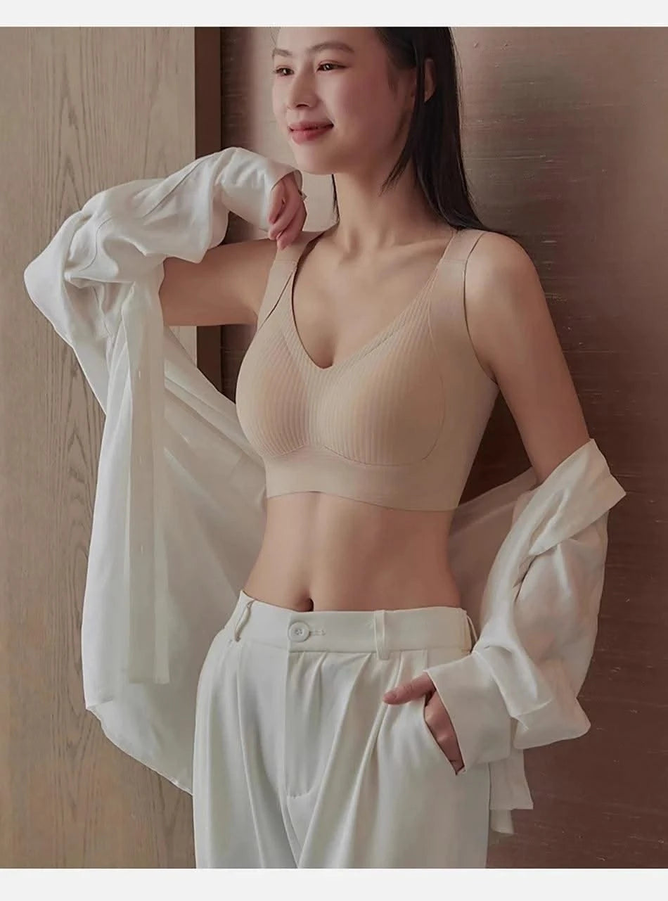 Maternity Bra Full Coverage Bralette for Large Bust Women Seamless Minimizer Bra with Wide Band Anti-Slip Adjustable Straps