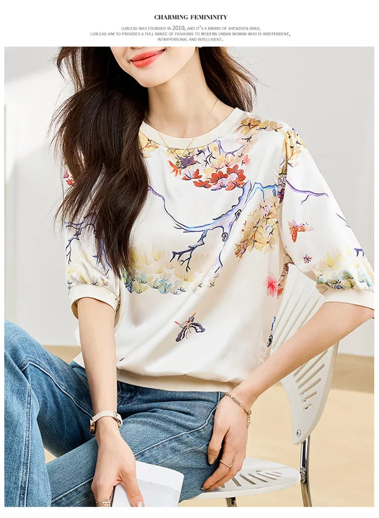 New Spring Summer Casual women T-shirts Fashion printed ladies shirts short Sleeve Tees Tops