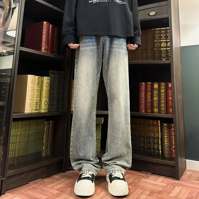 Autumn New Men's Jeans Baggy Straight Wide Leg Male Fashion Vintage Denim Pants Men Youth Popular Brand Streetwear Jean Trousers