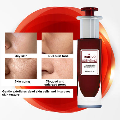 Salicylic Acid serum, gently exfoliates dead skin cells,  AHA, BHA, PHA and LHA, contains glycolic acid, aloe vera leaf