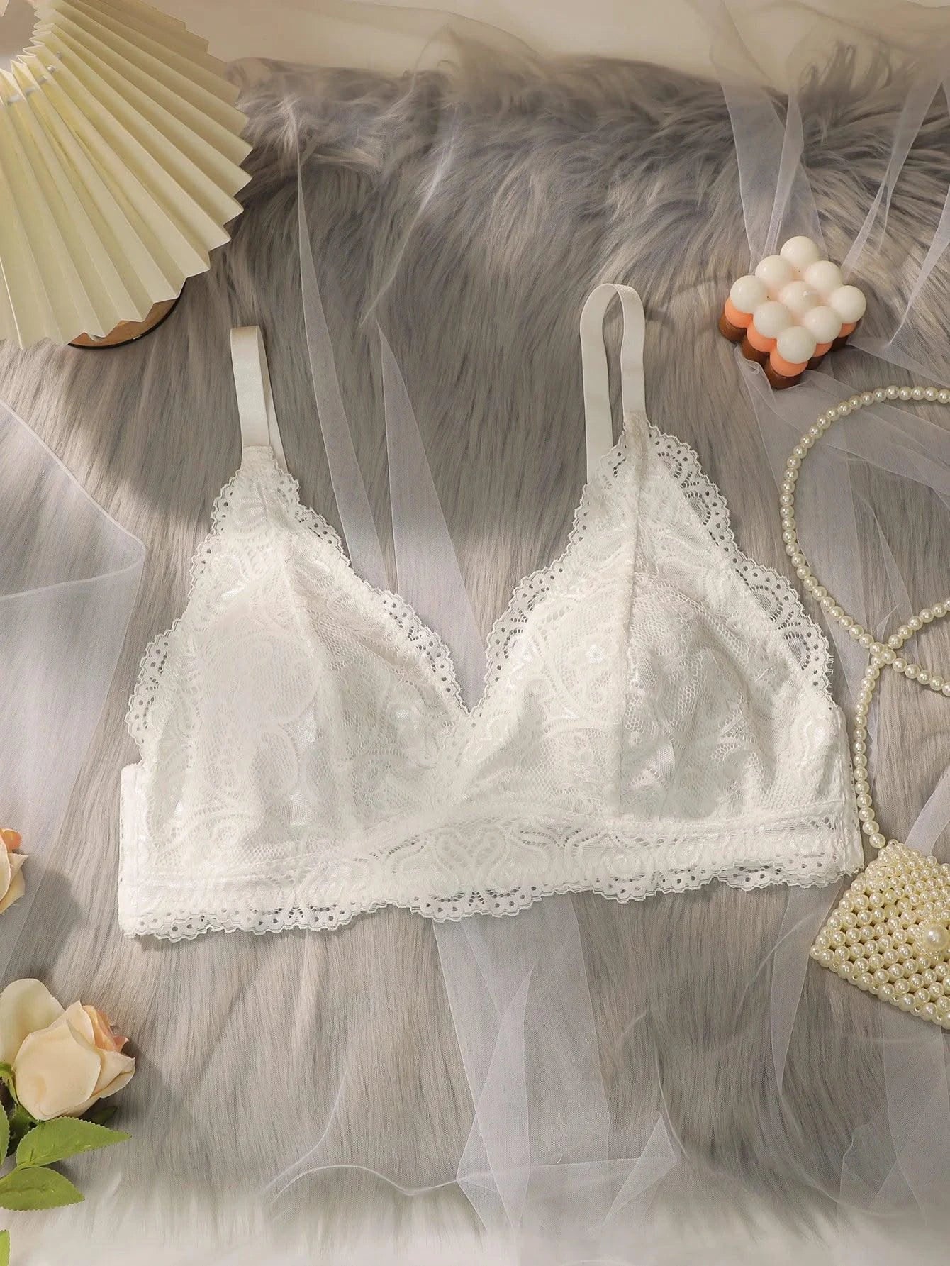 Women's plus size bra embroidered lace flower without steel ring gathering push up bra comfortable close fitting bra MR2608