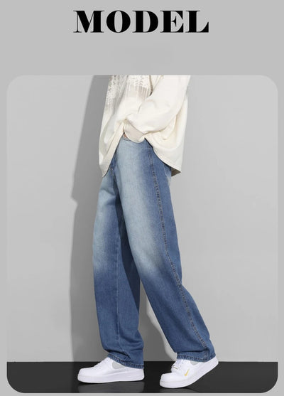 Men Designer Jeans Autumn New Embroidered Label Gradient Fashion Trousers Denim Male Korean Wide Straight Casual Pants
