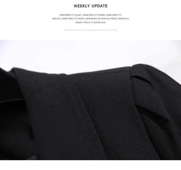 Women's Dress Double Breasted Elegant Dresses for Women 2025 Autumn Off white Dress Belt Knee-Length Solid Fashion Woman Clothes