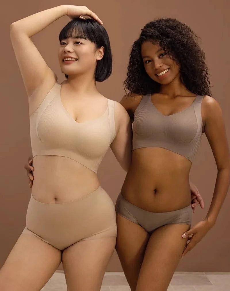 Plus Size Women Seamless Bras Sexy V Waist Brassiere Padded Wireless Soft Sleepwear Female Solid Breathable Underwear Lingerie