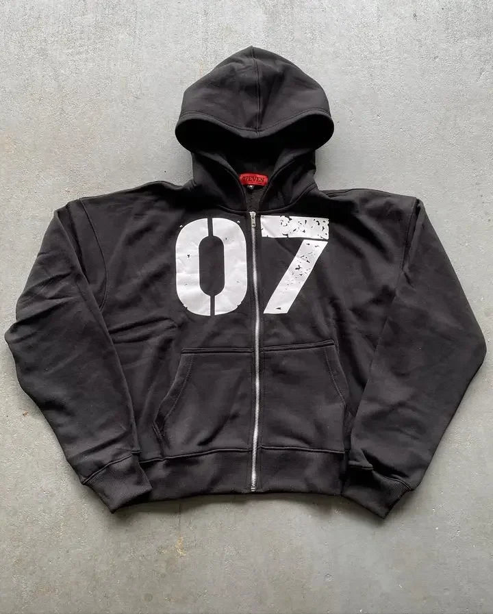 Streetwear Y2K Casual Baggy Sweatpants Drawstring Sports Pants Zipper Cardigan Fashion Digital Print Hooded Men Women Street Set