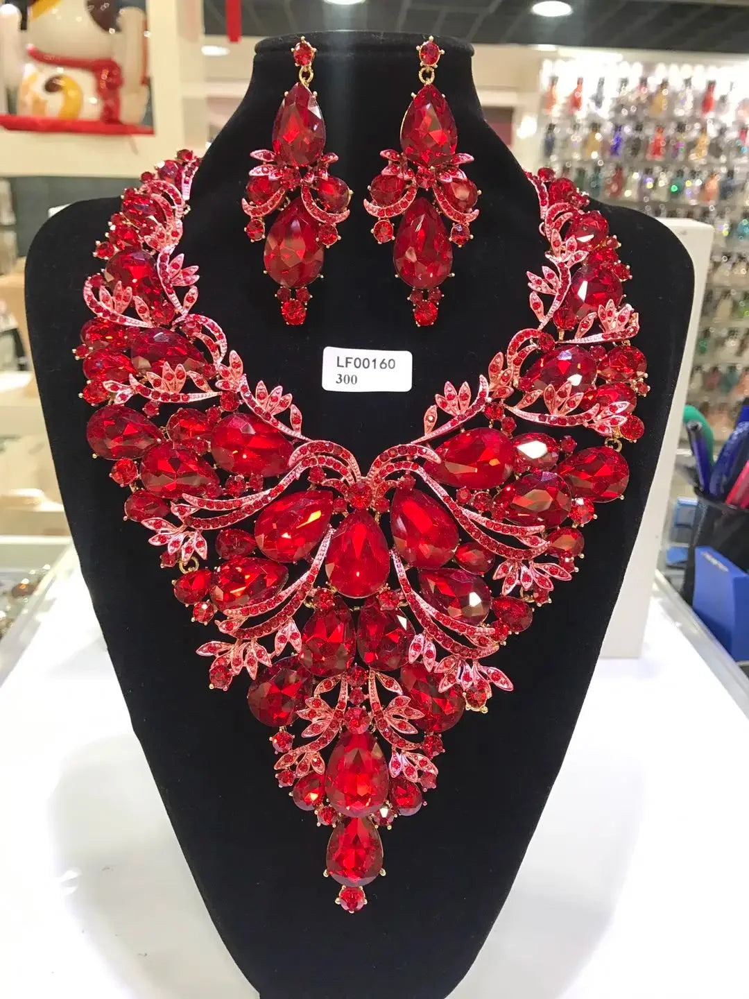 Women Luxury Necklaces Set Wedding Delicate Fashion Jewelery Set Crystal Rhinestone Earrings Jewelry Sets
