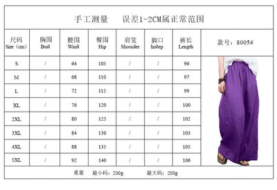 Women Wide Leg Pants Solid Loose Length Pants Cotton Linen Elastic Waist Casual Pants Vintage Mid Waist Pants 5XL