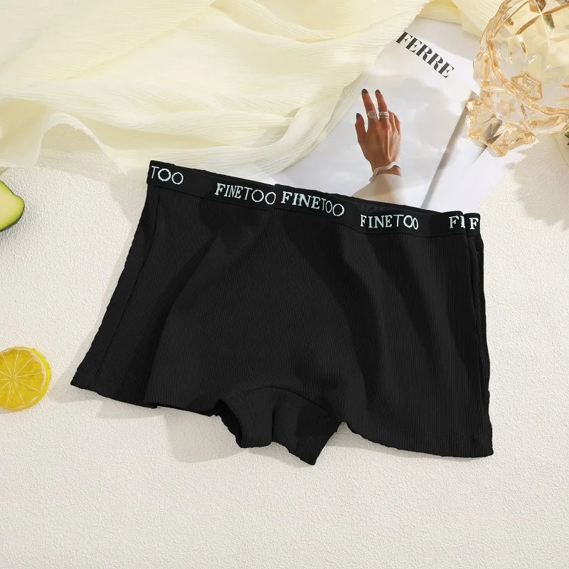 Women Cotton Boxers Shorts Solid Color Low Rise Panties Sexy Breathable Underwear for Female Intimates Elastic Waist Lingerie