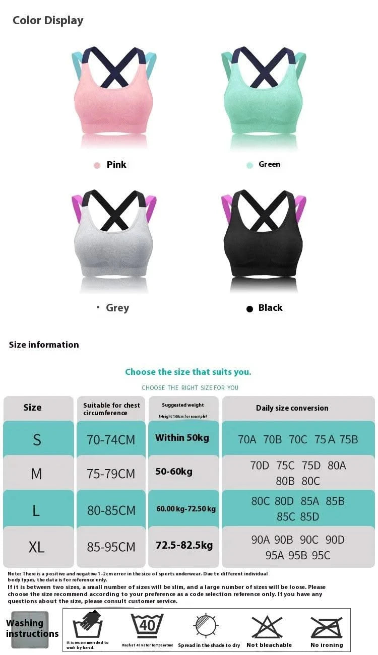 Women's Fashion Back Sports Bra Women Running Fitness Shockproof Underwear Moisture Wicking Quick Drying Sports Undershirt