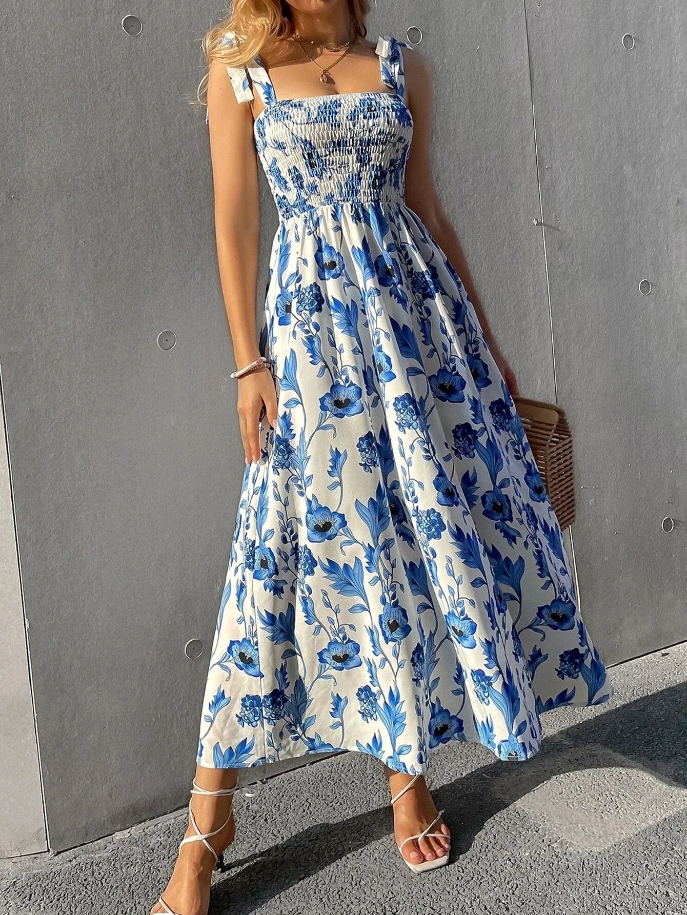 2025 New Summer Dresses for Women Sexy Print Spaghetti Strap Women Dress A-LINE Long Dress Women Vestidos De Verano Mujer Q110