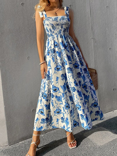 2025 New Summer Dresses for Women Sexy Print Spaghetti Strap Women Dress A-LINE Long Dress Women Vestidos De Verano Mujer Q110