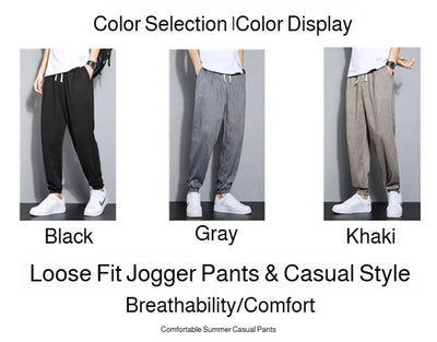 Men's Cotton and Linen Trousers Harem Pants Cuffed Fashion Trousers Linen Slim Pants Beach Pants Joggers Streetwear Loose Pants