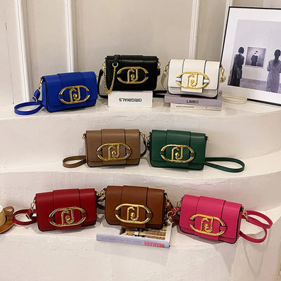 Designer Handbags For Women Leather Metal Buckle Flap Square Shoulder Bags Fashion 2024 Ladies Messenger Bags Females Casual