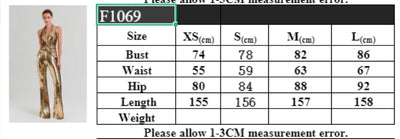 Women's Sleeveless Gold Sequin Jumpsuit Sexy V Neck Sparkle Sequined High Waist Wide Leg Pants Jumpsuit Celebrity Evening Party
