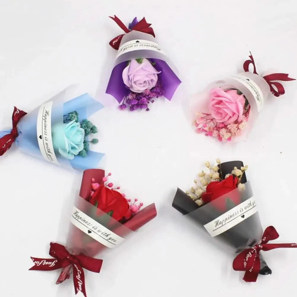 Scented Flowers Soap Ornamental Soap Rose Flower Essential Nice-looking  Durable Valentine's Day Soap Rose Flower
