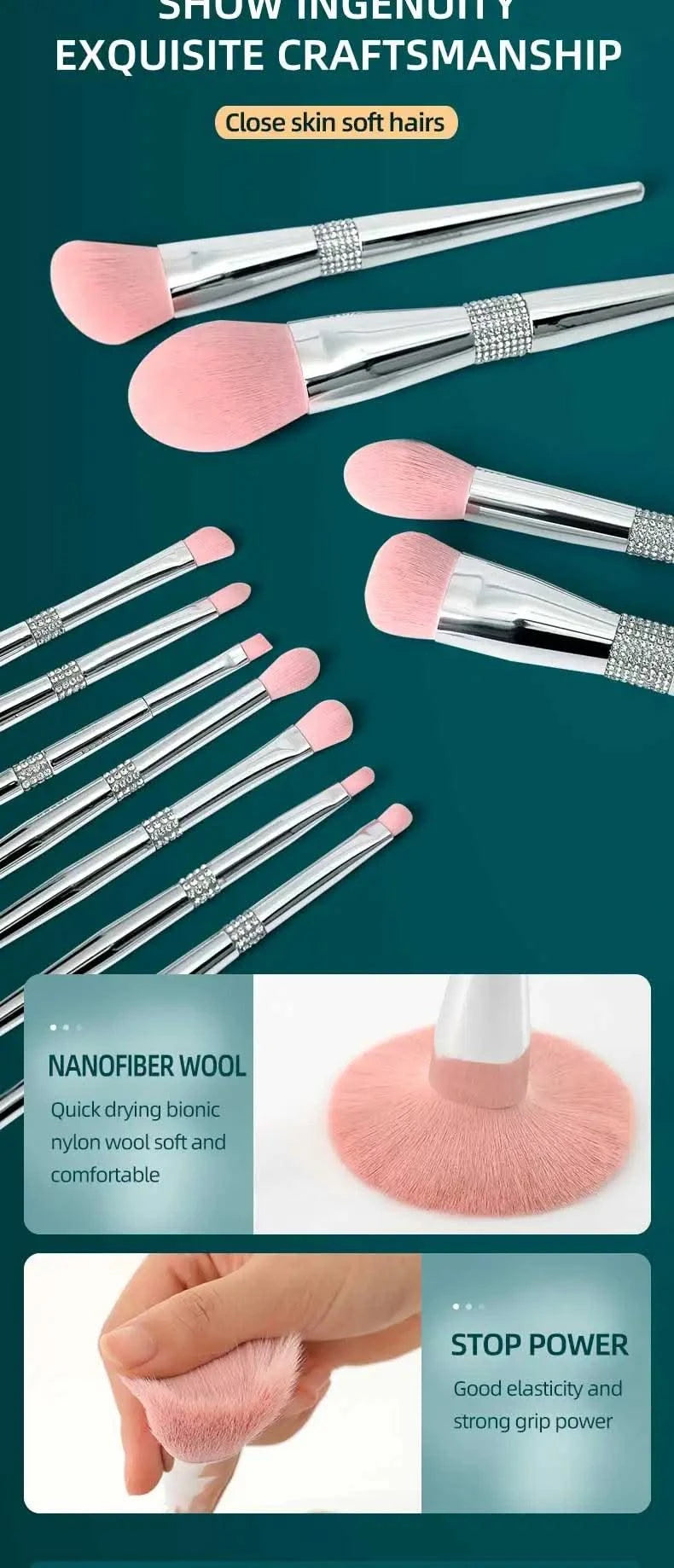 Makeup Brushes Set Private Label Pink Synthetic Hair Foundation Powder Contour Eyeshadow Make up Brushes